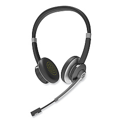 Innovera IVR70003 Binaural Over The Head Bluetooth Headset, Black/Silver