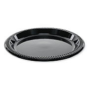 Pactiv Evergreen Meadoware Impact Plastic Dinnerware, Plate, 8.9" dia, Black, 400/Carton (PCTYMI9E)