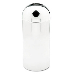 Safco Dome Top Receptacle with Open Top, 15 gal, Steel, Chrome (SAF9875)