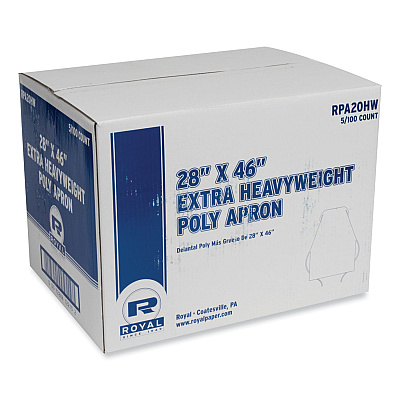 AmerCareRoyal Heavyweight Poly Aprons, 28 x 46, 1.77 mil, One Size Fits All, White, 500/Carton (RPPRPA20HW)