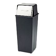 Safco Reflections  Push Top Square Receptacle, 21 gal, Steel, Black/Chrome (SAF9893)