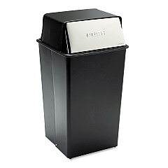 Safco Reflections  Push Top Square Receptacle, 36 gal, Steel, Black/Chrome (SAF9895)