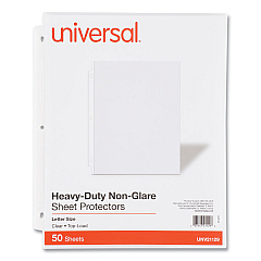 Universal Top-Load Poly Sheet Protectors, Heavy Gauge, Nonglare, Clear 50/Pack (UNV21129)