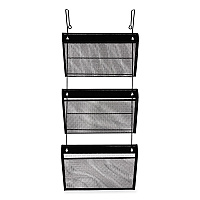 Universal Mesh Three-Pack Wall Files, 3 Sections, Letter Size, 14.13" x 3.38" x 8.5", Black (UNV20011)