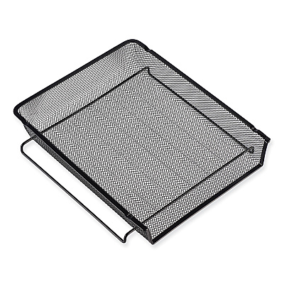 Universal Deluxe Mesh Stacking Side Load Tray, 1 Section, Legal Size Files, 17" x 10.88" x 2.5", Black (UNV20012)