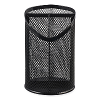Universal Metal Mesh 3-Compartment Pencil Cup, 4.13" Diameter x 6"h, Black (UNV20019)