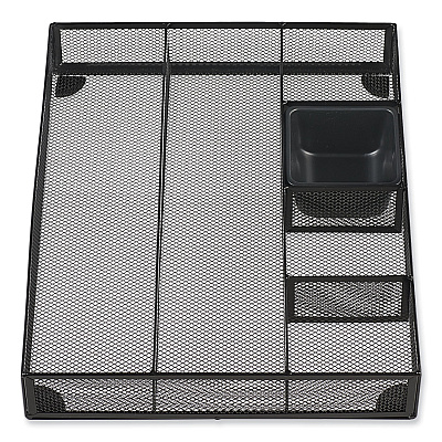 Universal Metal Mesh Drawer Organizer, Six Compartments, 15 x 11.88 x 2.5, Black (UNV20021)