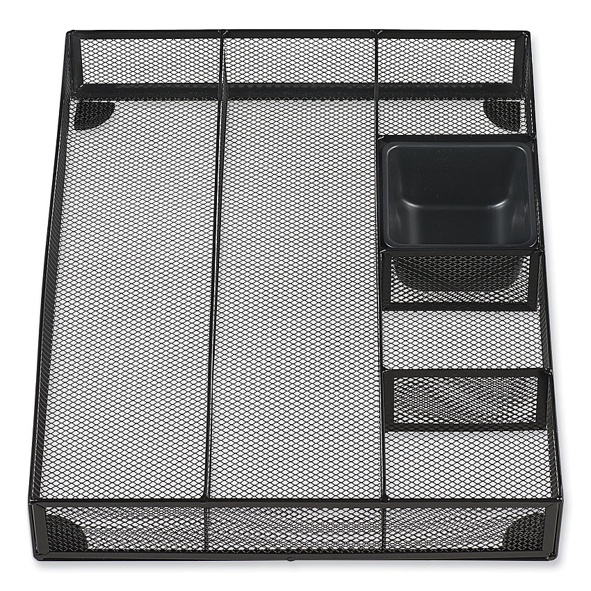 Universal Metal Mesh Drawer Organizer, Six Compartments, 15 x 11.88 x 2.5, Black (UNV20021)