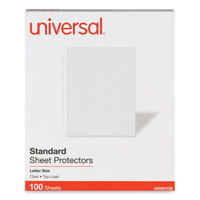 Universal Top-Load Poly Sheet Protectors, Standard, Letter, Clear, 100/Box (21125)