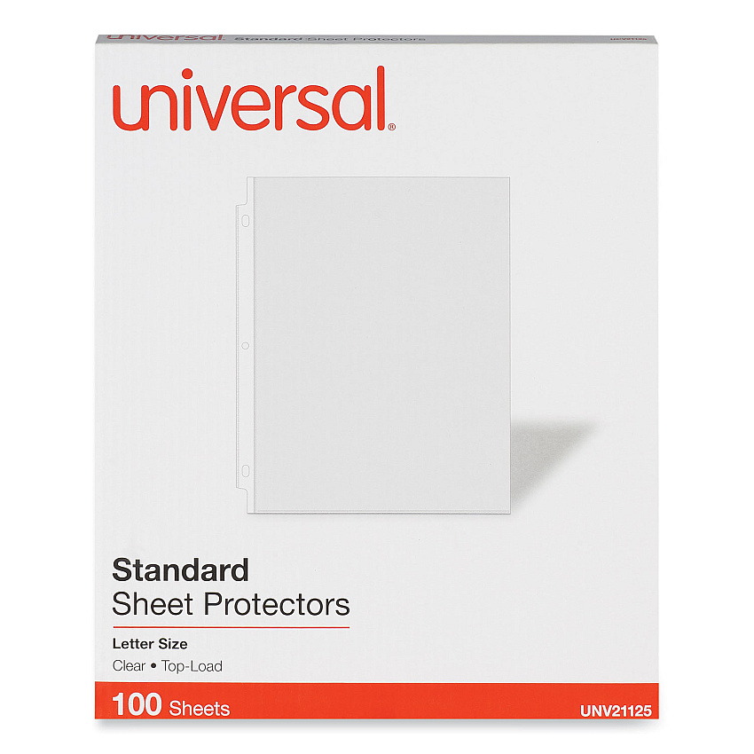 Universal Top-Load Poly Sheet Protectors, Standard, Letter, Clear, 100/Box (UNV21125)