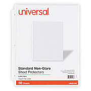 Universal Top-Load Poly Sheet Protectors, Std Gauge, Nonglare, Clear, 50/Pack (UNV21126)