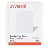 Universal Top-Load Poly Sheet Protectors, Std Gauge, Nonglare, Clear, 50/Pack (UNV21126)