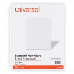 Universal Top-Load Poly Sheet Protectors, Std Gauge, Nonglare, Clear, 50/Pack (21126)