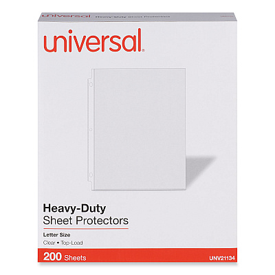 Universal Top-Load Poly Sheet Protectors, Heavy Gauge, Letter Size, Clear, 200/Pack (UNV21134)
