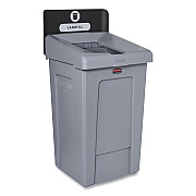 Rubbermaid Commercial Slim Jim Recycling Station 1-Stream, Landfill Recycling Station, 33 gal, Resin, Gray (RCP2171554)