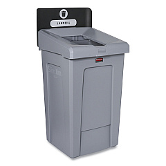 Rubbermaid Commercial Slim Jim Recycling Station 1-Stream, Landfill Recycling Station, 33 gal, Resin, Gray (RCP2171554)