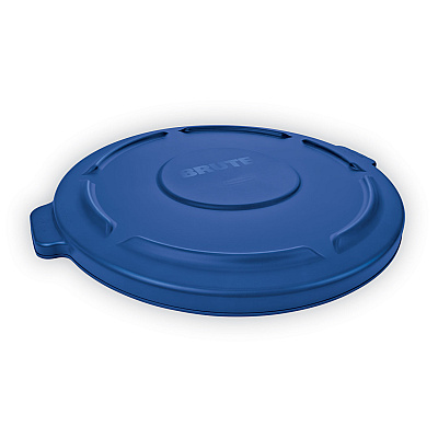 Rubbermaid Commercial BRUTE Self-Draining Flat Top Lids for 32 gal Round BRUTE Containers, 22.25" Diameter, Blue (RCP263100BE)
