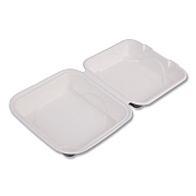 Eco-Products Bagasse Hinged Clamshell Containers, 8 x 8 x 3, White, 200/Carton (ECOEPHC81)