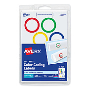 Avery Printable Self-Adhesive Removable Color-Coding Labels, 1.25" dia, Assorted Colors, 8/Sheet, 50 Sheets/Box (AVE5407)