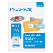 PRES-a-ply Labels, Inkjet/Laser Printers, 0.5 x 1.75, White, 80/Sheet, 100 Sheets/Pack (AVE30640)