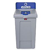 Rubbermaid Commercial Slim Jim Recycling Station 1-Stream, Mixed Recycling Station, 33 gal, Resin, Gray (RCP2171557)