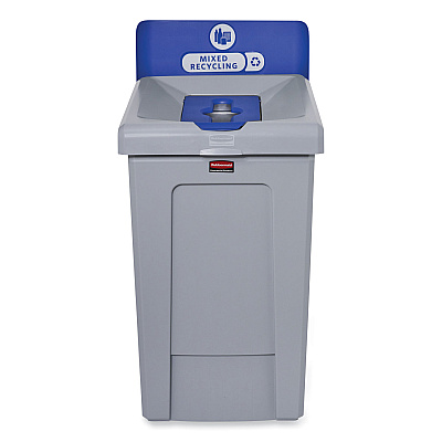 Rubbermaid Commercial Slim Jim Recycling Station 1-Stream, Mixed Recycling Station, 33 gal, Resin, Gray (RCP2171557)