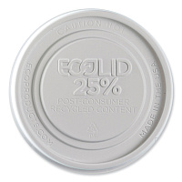 Eco-Products Evolution World EcoLid 25% Recycled Food Container Lid, Fits 12 to 32 oz Containers, White, Plastic, 500/Carton (ECOEPBRSCLIDL)