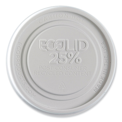 Eco-Products Evolution World EcoLid 25% Recycled Food Container Lid, Fits 12 to 32 oz Containers, White, Plastic, 500/Carton (ECOEPBRSCLIDL)