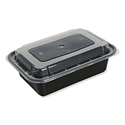 GEN Microwavable Food Container with Lid, Rectangular, 16 oz, 7.48 x 5.03 x 2.04, Black/Clear, Plastic, 150/Carton (GENTORECT16)