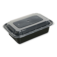 GEN Microwavable Food Container with Lid, Rectangular, 16 oz, 7.48 x 5.03 x 2.04, Black/Clear, Plastic, 150/Carton (GENTORECT16)