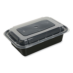 GEN Microwavable Food Container with Lid, Rectangular, 16 oz, 7.48 x 5.03 x 2.04, Black/Clear, Plastic, 150/Carton (GENTORECT16)