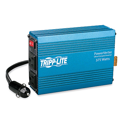 Tripp Lite PowerVerter Ultra-Compact Car Inverter, 375 W, 12 V Input/120 V Output, 2 AC Outlets (PV375)