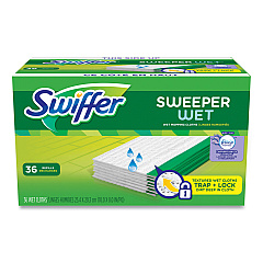 Swiffer Wet Refill Cloths, 10 x 8, Lavender Vanilla and Comfort, White, 36/Carton (PGC55311)