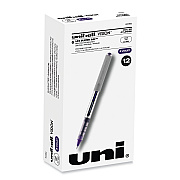 uniball VISION Roller Ball Pen, Stick, Fine 0.7 mm, Violet Ink, Silver/Violet/Clear Barrel, Dozen (UBC60382)