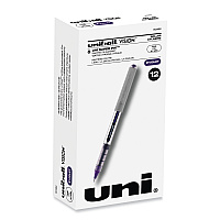 uniball VISION Roller Ball Pen, Stick, Fine 0.7 mm, Violet Ink, Silver/Violet/Clear Barrel, Dozen (UBC60382)
