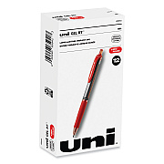 uniball Signo Gel Pen, Retractable, Medium 0.7 mm, Red Ink, Silver/Red Barrel, Dozen (UBC65942)