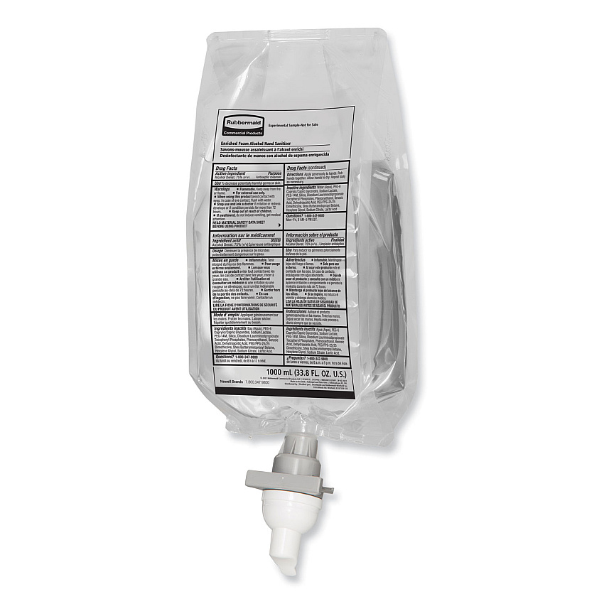 Rubbermaid Commercial AutoFoam Refill With Alcohol Foam Hand Sanitizer, Clear, 1,000 mL, Fragrance-Free, 4/Carton (RCP2080803)