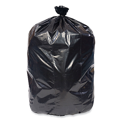 Pitt Plastics Eco Strong Plus Can Liners, 60 gal, 1.7 mil, 38" x 58", Black, Perforated Roll, 100/Carton (PITPCRL385820K)