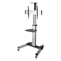 Tripp Lite Flat Panel Floor Stand, Tilt Range: -12 to +5, Metal, 1 Shelf, 110 lb Capacity, 32.6" x 27.6" x 81.5", Silver/Black (DMCS3270XP)