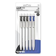 uniball uniONE Gel Pen, Retractable, Medium 0.7 mm, Assorted Business Ink Colors, Assorted Barrel Colors, 5/Pack (UBC70380)
