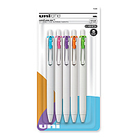 uniball uniONE Gel Pen, Retractable, Medium 0.7 mm, Assorted Fashion Ink Colors, Assorted Barrel Colors, 5/Pack (UBC70381)