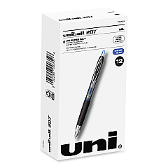 uniball 207 Signo Gel Ultra Micro Gel Pen, Retractable, Extra-Fine 0.38 mm, Blue Ink, Clear/Black Barrel (UBC1790923)