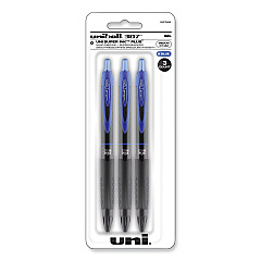 uniball 307 Gel Pen, Retractable, Medium 0.7 mm, Blue Ink, Blue Barrel, 3/Pack (UBC1927593)
