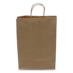 Kari-Out Kraft Paper Bags, Natural Kraft Flat Handles, 10" x 6" x 13", Natural, 250/Carton (KOT1200110)