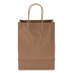 Kari-Out Kraft Paper Bags, Natural Kraft Flat Handles, 8" x 5" x 11", Natural, 250/Carton (KOT1200050)