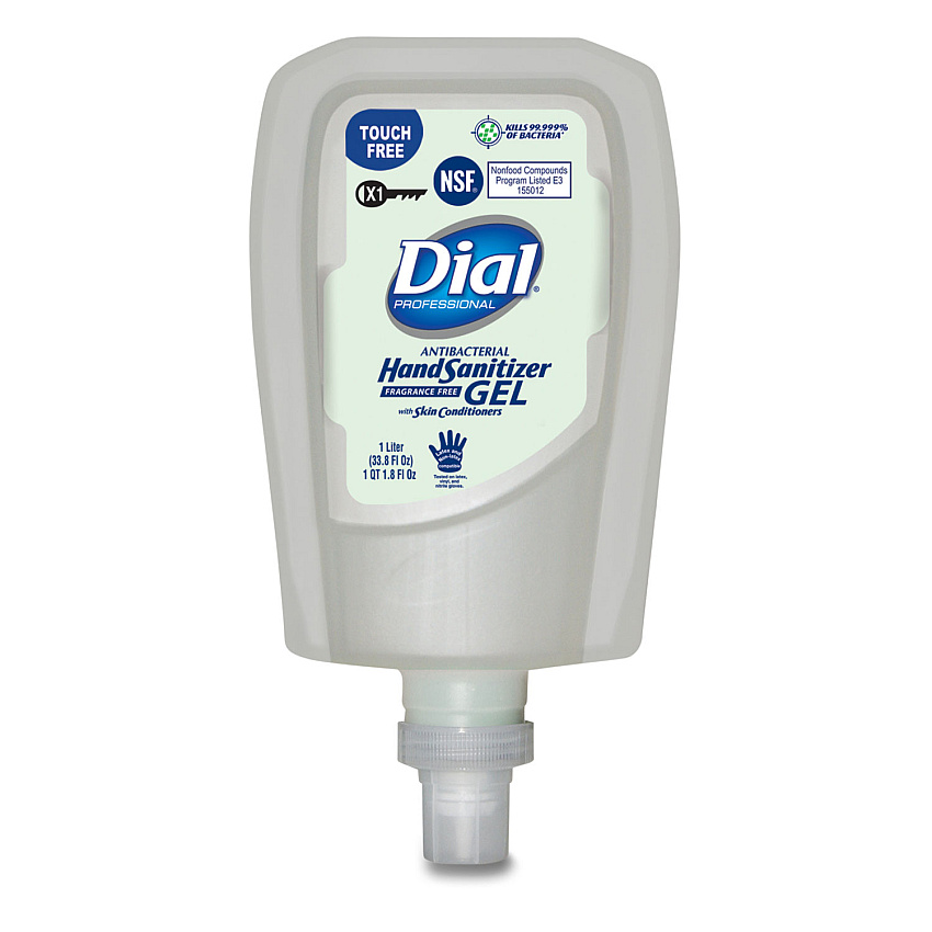 Dial Professional Antibacterial Gel Hand Sanitizer Refill for FIT X1 Touch-Free Dispenser, 1 L Refill, Fragrance-Free, 3/Carton (DIA19032)