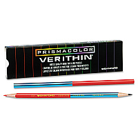 Prismacolor Verithin Dual-Ended Two-Color Pencils, 2 mm, Blue/Red Lead, Blue/Red Barrel, Dozen (SAN02456)