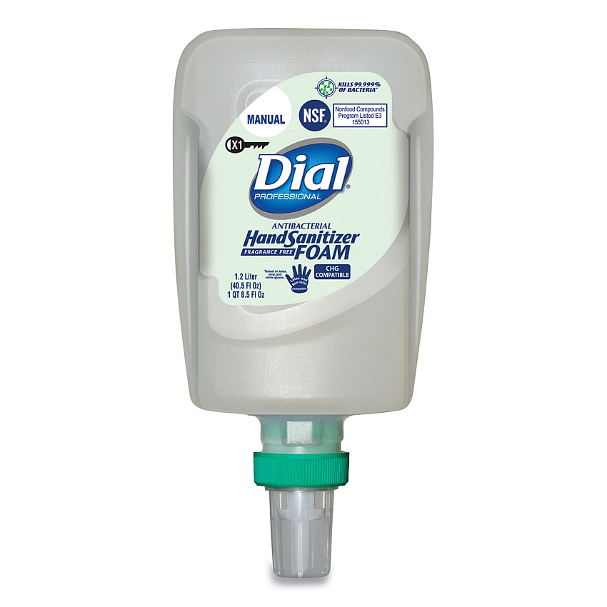 Dial Professional Antibacterial Foaming Hand Sanitizer Refill for FIT X1 Manual Dispenser, 1.2 L Refill, Fragrance-Free, 3/Carton (DIA19041)