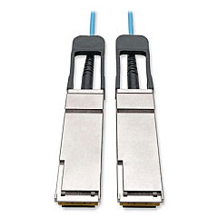 Tripp Lite QSFP+ to QSFP+ Active Fiber Optic Cable, 49.2 ft, Aqua, Ships in 7-10 Business Days (N28F15MAQ)