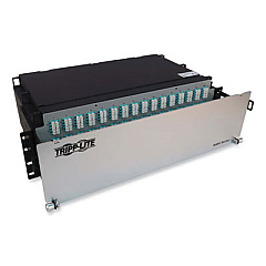 Tripp Lite 3U Preloaded Multimode Fiber Cable Panel, (48) MTP/MPO (F) to (192) LC Duplex (F), 16.4 ft, Aqua, Ships in 7-10 Bus Days (N48M48M8L405)